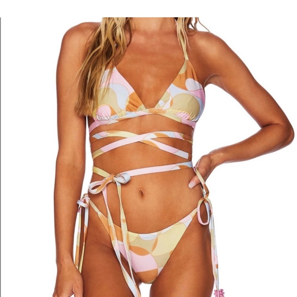 NWT Beach Riot Multicolor Strappy Bikini Set
